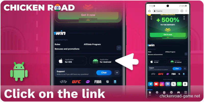 Click on the Android link for Chicken Road India