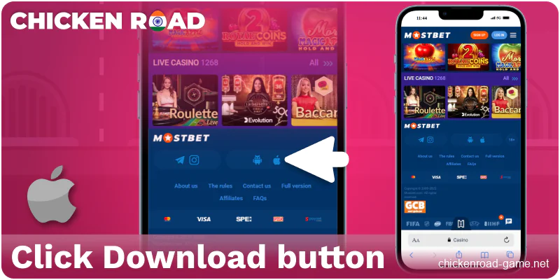 Click the download button for Chicken Road IN