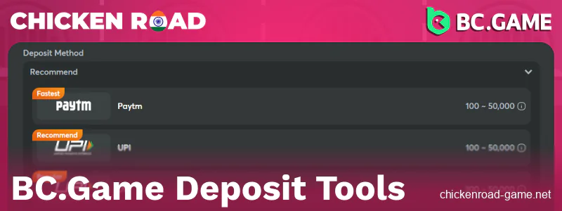 Top Up Balance in BC.Game Chicken Road India