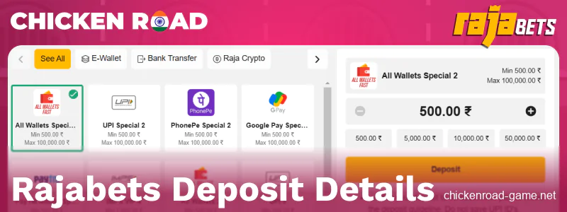 Top Up Balance in Rajabets Chicken Road India