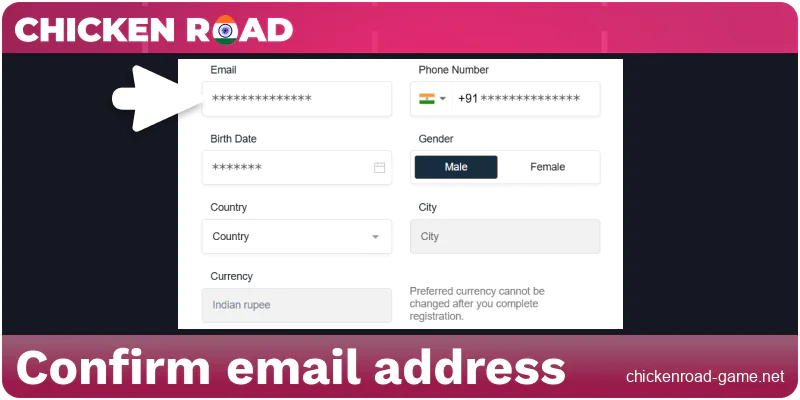 Confirm your email for Chicken Road India