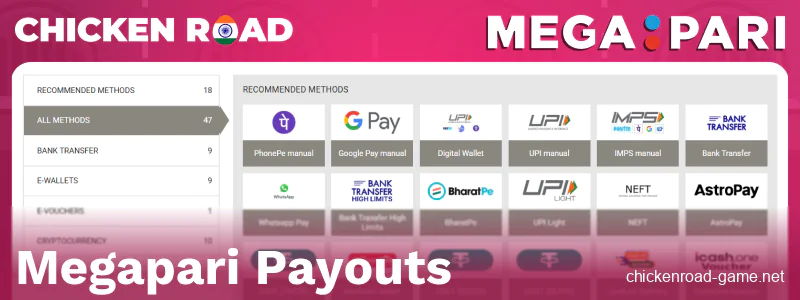Cashout in Megapari Chicken Road India